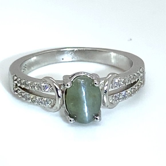 Cats Eye Alexandrite 1.34ct Platinum Finish Solid 925 Sterling Silver Ring - Picture 5 of 9